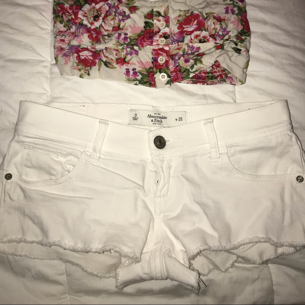 Abercrombie & Fitch White Jean Shorts